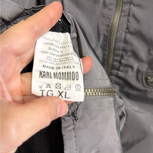 Karl Mommoo Italy Nylon Moto Jacket Gray Lightweight Biker Unisex Size  XL - Picture 16 of 16